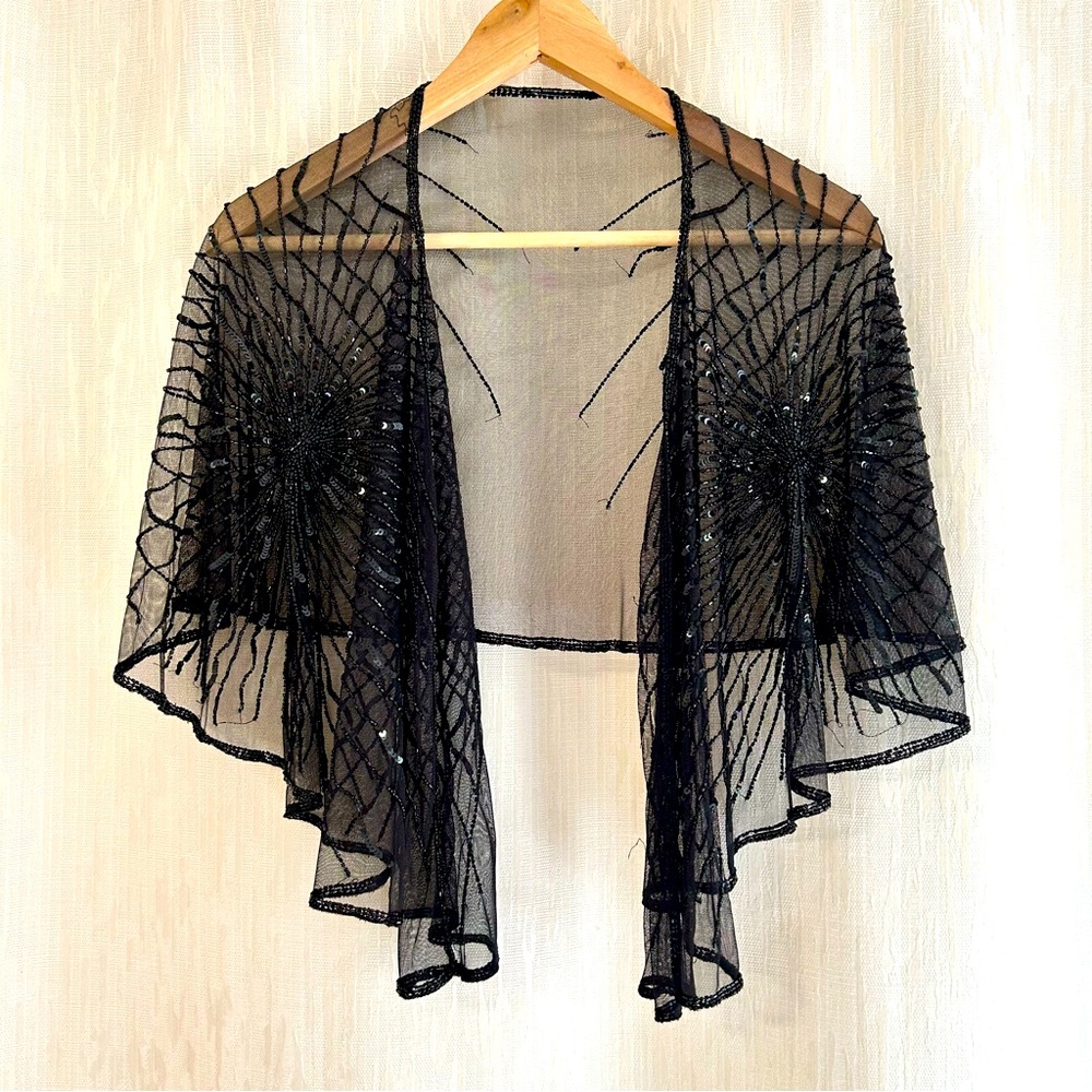 Gatsby party accessories,spider web mesh and sequins cover up